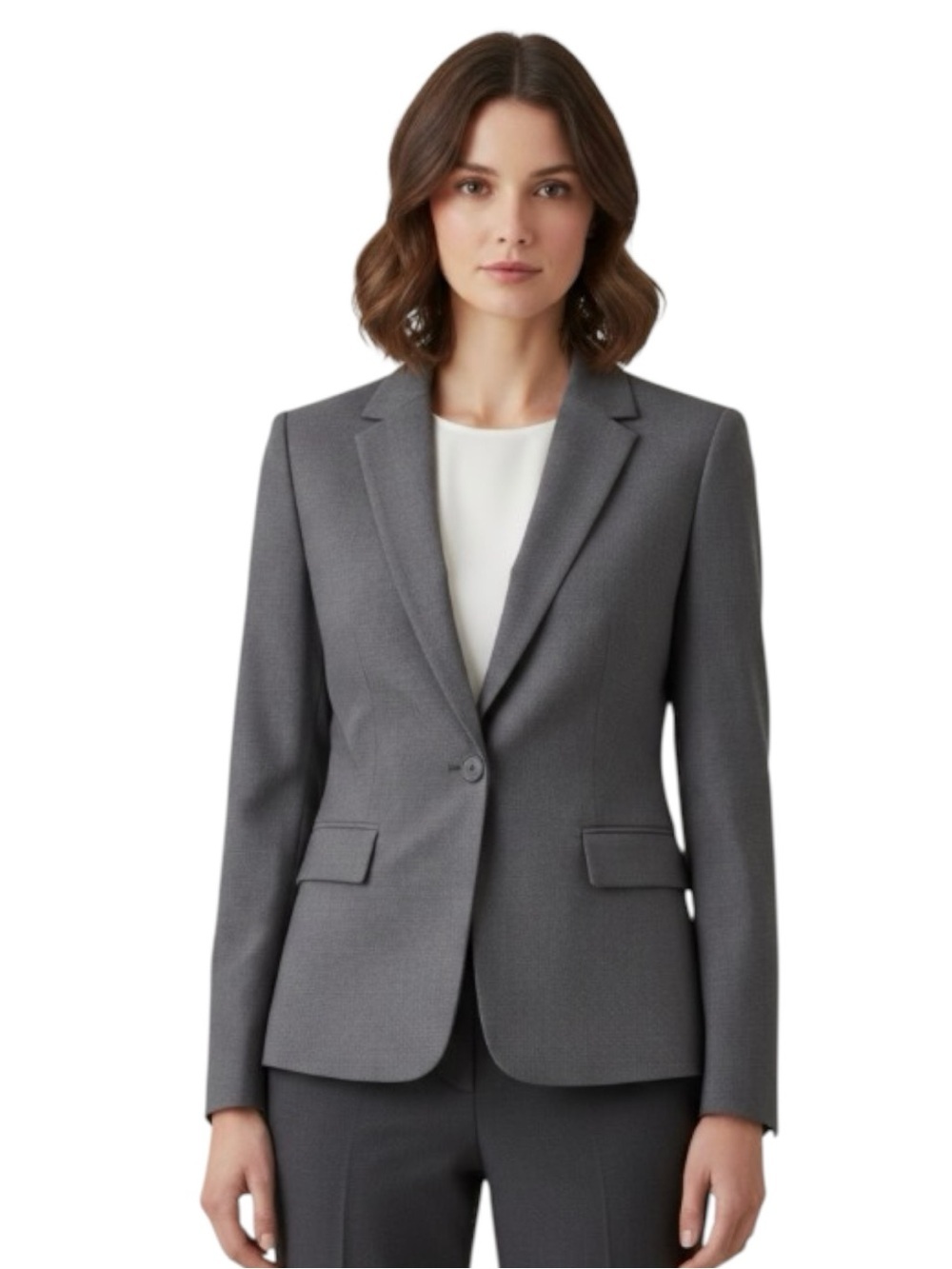 Nine West Women's Grey One Button Blazer Suit Jacket Size 8